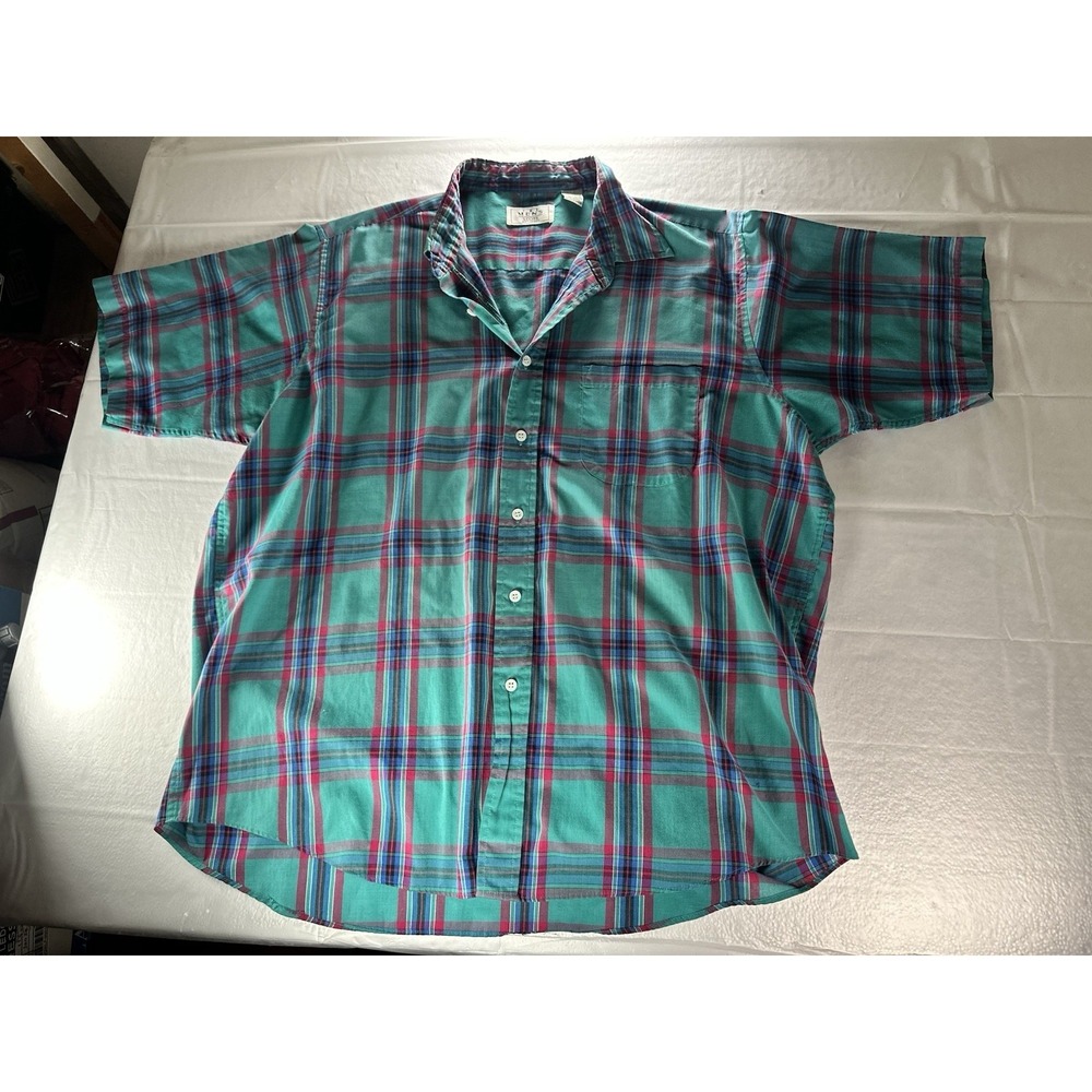 VTG 1980s Sears Flannel Shirt Mens XL Plaid Retro Button Up Grunge **Distress‎